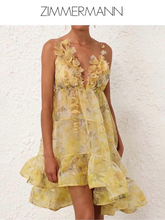 Zimmermann Dresses & Skirts - Zimmermann Harmony Draped Silk Mini Dress In Yellow Peony